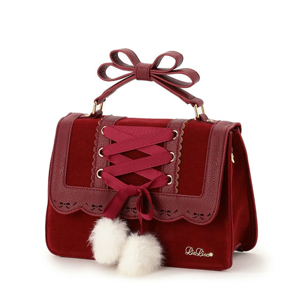 New Fashion Liz Lisa Cute Bow Shoulder Bags Women Sweet Red Handbag Famous Brand Designer Girl Leather Shoulder Bag