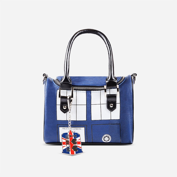 Mysterious Dr. handbag Doctor Who Bag TARDIS Mini Satchel and Metal Charm Keychain Shoulder bag Lady Messenger bag