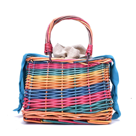 Cute Rattan Bag Square Straw Bags For Women Summer Holiday Beach Bag Woven Basket Handbag Bohemia Handmade